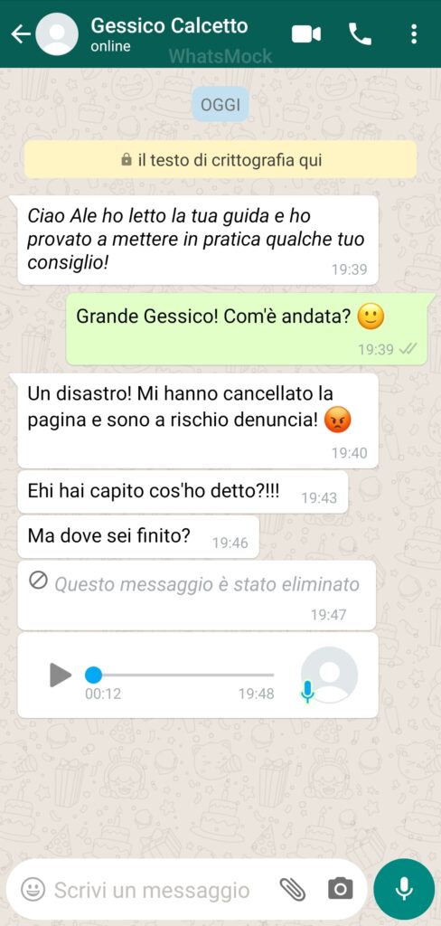 Finta chat di WhatsApp