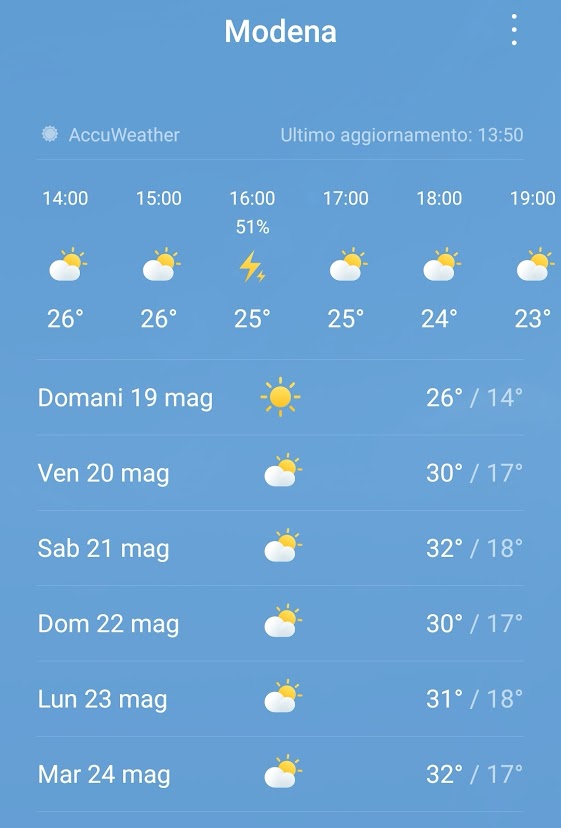 Screenshot delle condizioni meteo per Play 2022