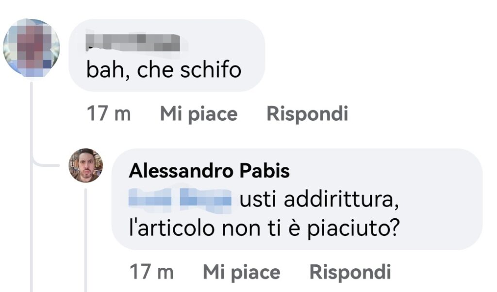 Prima parte del messaggio di Facebook