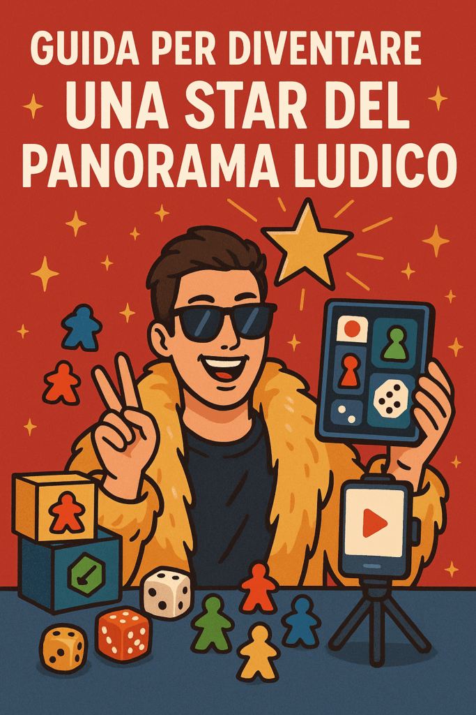ChatGPT ha creato questa immagine alla mia richiesta di creare una copertina per l'articolo guida per diventare una star del panorama ludico