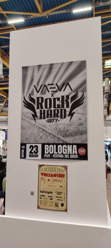 Locandina del concerto durante Play 2026 per l'annuncio della localizzazione di Rock Hard 1977
